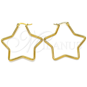 Argolla Mediana 02.356.0005.45 Acero Inoxidable, Diseño de Estrella, Pulido, Tono Dorado