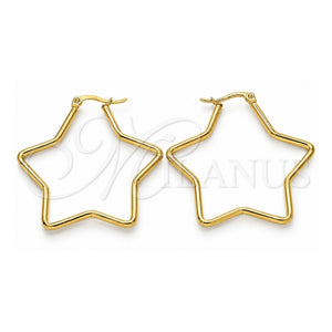 Argolla Mediana 02.356.0005.45 Acero Inoxidable, Diseño de Estrella, Pulido, Tono Dorado