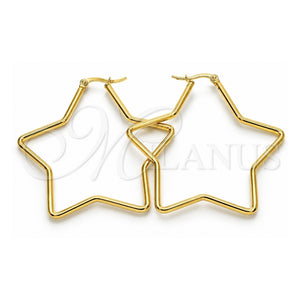 Argolla Grande 02.356.0005.55 Acero Inoxidable, Diseño de Estrella, Pulido, Tono Dorado