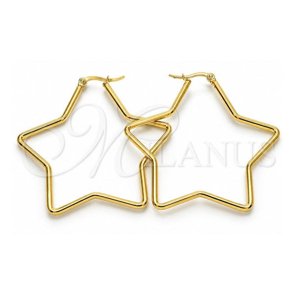 Argolla Grande 02.356.0005.55 Acero Inoxidable, Diseño de Estrella, Pulido, Tono Dorado