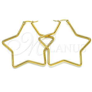 Argolla Grande 02.356.0005.55 Acero Inoxidable, Diseño de Estrella, Pulido, Tono Dorado