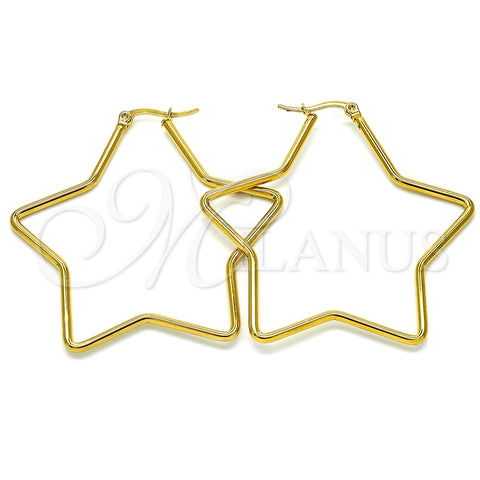 Argolla Grande 02.356.0005.55 Acero Inoxidable, Diseño de Estrella, Pulido, Tono Dorado