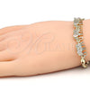 Pulsera Elegante 03.316.0031.07 Oro Laminado, Diseño de Elefante y Pescado, con Blanca Micro Pave, Pulido, Tono Dorado (05 MM Thickness, 7 Inches Length)