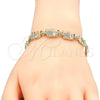Pulsera Elegante 03.316.0031.07 Oro Laminado, Diseño de Elefante y Pescado, con Blanca Micro Pave, Pulido, Tono Dorado (05 MM Thickness, 7 Inches Length)