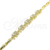 Pulsera Elegante 03.316.0031.07 Oro Laminado, Diseño de Elefante y Pescado, con Blanca Micro Pave, Pulido, Tono Dorado (05 MM Thickness, 7 Inches Length)