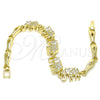 Pulsera Elegante 03.316.0031.07 Oro Laminado, Diseño de Elefante y Pescado, con Blanca Micro Pave, Pulido, Tono Dorado (05 MM Thickness, 7 Inches Length)