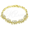 Pulsera Elegante 03.316.0031.07 Oro Laminado, Diseño de Elefante y Pescado, con Blanca Micro Pave, Pulido, Tono Dorado (05 MM Thickness, 7 Inches Length)