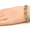 Pulsera Elegante 03.316.0031.2.07 Oro Laminado, Diseño de Elefante y Pescado, con Negro and Blanca Zirconia Cubica, Pulido, Tono Dorado (05 MM Thickness, 7 Inches Length)