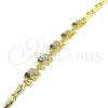 Pulsera Elegante 03.316.0031.2.07 Oro Laminado, Diseño de Elefante y Pescado, con Negro and Blanca Zirconia Cubica, Pulido, Tono Dorado (05 MM Thickness, 7 Inches Length)