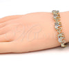 Pulsera Elegante 03.316.0031.3.07 Oro Laminado, Diseño de Elefante y Pescado, con Multicolor Zirconia Cubica, Pulido, Tono Dorado (05 MM Thickness, 7 Inches Length)