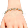 Pulsera Elegante 03.316.0031.3.07 Oro Laminado, Diseño de Elefante y Pescado, con Multicolor Zirconia Cubica, Pulido, Tono Dorado (05 MM Thickness, 7 Inches Length)