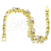 Pulsera Elegante 03.316.0031.3.07 Oro Laminado, Diseño de Elefante y Pescado, con Multicolor Zirconia Cubica, Pulido, Tono Dorado (05 MM Thickness, 7 Inches Length)