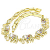 Pulsera Elegante 03.316.0031.3.07 Oro Laminado, Diseño de Elefante y Pescado, con Multicolor Zirconia Cubica, Pulido, Tono Dorado (05 MM Thickness, 7 Inches Length)