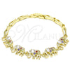 Pulsera Elegante 03.316.0031.3.07 Oro Laminado, Diseño de Elefante y Pescado, con Multicolor Zirconia Cubica, Pulido, Tono Dorado (05 MM Thickness, 7 Inches Length)