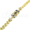 Pulsera Elegante 03.316.0032.07 Oro Laminado, Diseño de Flor y Gota, con Negro and Blanca Zirconia Cubica, Pulido, Tono Dorado (08 MM Thickness, 7 Inches Length)