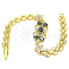 Pulsera Elegante 03.316.0032.07 Oro Laminado, Diseño de Flor y Gota, con Negro and Blanca Zirconia Cubica, Pulido, Tono Dorado (08 MM Thickness, 7 Inches Length)
