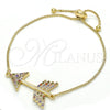 Pulsera Bolo Ajustable 03.316.0022.1.10 Oro Laminado, con Multicolor Zirconia Cubica, Pulido, Tono Dorado (01 MM Thickness, 10 Inches Length)