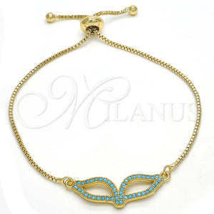 Pulsera Bolo Ajustable 03.316.0034.10 Oro Laminado, con Turquoise Micro Pave, Pulido, Tono Dorado (01 MM Thickness, 10 Inches Length)