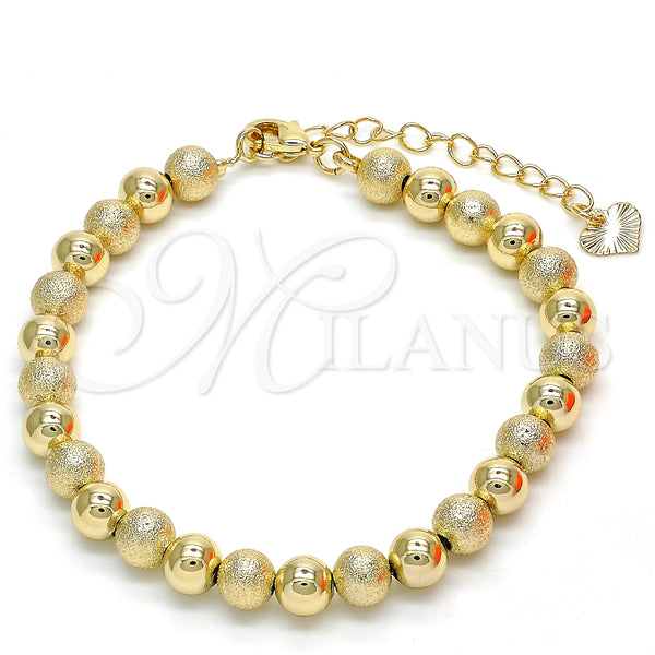 Pulsera Elegante 03.93.0010.07 Oro Laminado, Diseño de Bola, Mate, Tono Dorado (06 MM Thickness, 7 Inches Length)