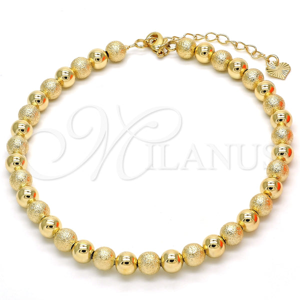 Tobillera Elegante 03.93.0010.10 Oro Laminado, Mate, Tono Dorado (06 MM Thickness, 10 Inches Length)