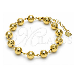 Pulsera Elegante 03.93.0011.07 Oro Laminado, Diseño de Bola, Pulido, Tono Dorado (Grosor 08 MM, 7 Pulgadas de Largo)