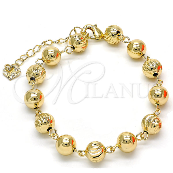 Pulsera Elegante 03.93.0012.07 Oro Laminado, Diamantado, Tono Dorado (08 MM Thickness, 7 Inches Length)