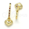 Argolla Huggie 02.63.2686.20 Oro Laminado, Diseño de Corazón, con Granate Zirconia Cubica and Blanca Cristal, Pulido, Tono Dorado