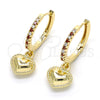 Argolla Huggie 02.63.2686.20 Oro Laminado, Diseño de Corazón, con Granate Zirconia Cubica and Blanca Cristal, Pulido, Tono Dorado