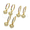 Argolla Huggie 02.63.2686.20 Oro Laminado, Diseño de Corazón, con Granate Zirconia Cubica and Blanca Cristal, Pulido, Tono Dorado