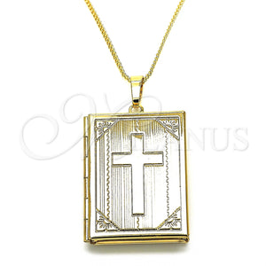 Collares con Dije 04.117.0003.20 Oro Laminado, Diseño de Cruz, Pulido, Tono Dorado (02 MM Thickness, 20 Inches Length)