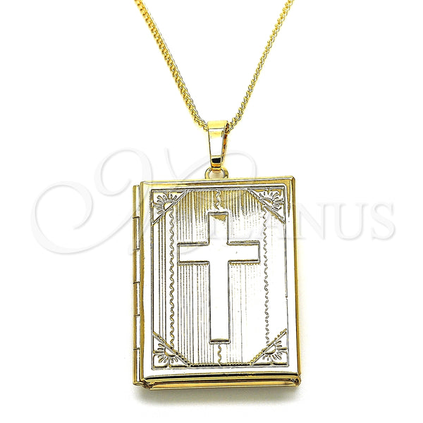 Collares con Dije 04.117.0003.20 Oro Laminado, Diseño de Cruz, Pulido, Tono Dorado (02 MM Thickness, 20 Inches Length)