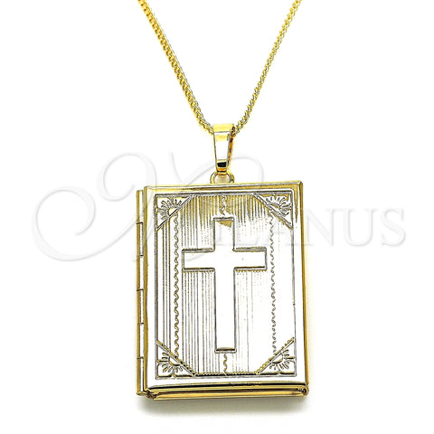 Collares con Dije 04.117.0003.20 Oro Laminado, Diseño de Cruz, Pulido, Tono Dorado (02 MM Thickness, 20 Inches Length)