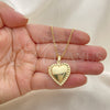 Collares con Dije 04.117.0005.20 Oro Laminado, Diseño de Corazón, Pulido, Tono Dorado (02 MM Thickness, 20 Inches Length)