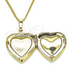 Collares con Dije 04.117.0005.20 Oro Laminado, Diseño de Corazón, Pulido, Tono Dorado (02 MM Thickness, 20 Inches Length)