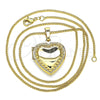 Collares con Dije 04.117.0005.20 Oro Laminado, Diseño de Corazón, Pulido, Tono Dorado (02 MM Thickness, 20 Inches Length)