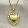 Collares con Dije 04.117.0005.20 Oro Laminado, Diseño de Corazón, Pulido, Tono Dorado (02 MM Thickness, 20 Inches Length)
