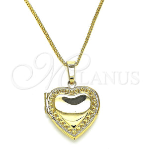 Collares con Dije 04.117.0005.20 Oro Laminado, Diseño de Corazón, Pulido, Tono Dorado (02 MM Thickness, 20 Inches Length)