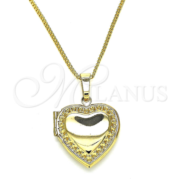 Collares con Dije 04.117.0005.20 Oro Laminado, Diseño de Corazón, Pulido, Tono Dorado (02 MM Thickness, 20 Inches Length)