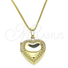 Collares con Dije 04.117.0005.20 Oro Laminado, Diseño de Corazón, Pulido, Tono Dorado (02 MM Thickness, 20 Inches Length)