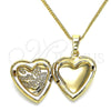 Collares con Dije 04.117.0009.20 Oro Laminado, Diseño de Corazón y Flor, Pulido, Tono Dorado (02 MM Thickness, 20 Inches Length)