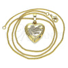 Collares con Dije 04.117.0009.20 Oro Laminado, Diseño de Corazón y Flor, Pulido, Tono Dorado (02 MM Thickness, 20 Inches Length)