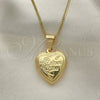 Collares con Dije 04.117.0009.20 Oro Laminado, Diseño de Corazón y Flor, Pulido, Tono Dorado (02 MM Thickness, 20 Inches Length)