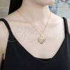 Collares con Dije 04.117.0007.20 Oro Laminado, Diseño de Corazón, Pulido, Tono Dorado (02 MM Thickness, 20 Inches Length)