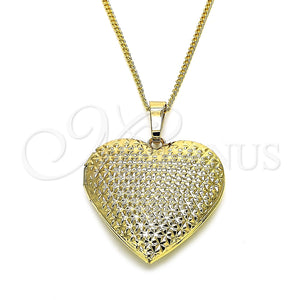 Collares con Dije 04.117.0007.20 Oro Laminado, Diseño de Corazón, Pulido, Tono Dorado (02 MM Thickness, 20 Inches Length)