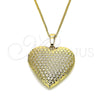 Collares con Dije 04.117.0007.20 Oro Laminado, Diseño de Corazón, Pulido, Tono Dorado (02 MM Thickness, 20 Inches Length)