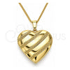 Collares con Dije 04.117.0006.20 Oro Laminado, Diseño de Corazón, Pulido, Tono Dorado (Grosor 02 MM, 20 Pulgadas de Largo)