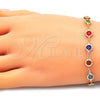 Pulsera Elegante 03.63.2064.08 Oro Laminado, con Multicolor Cristal, Pulido, Tono Dorado (07 MM Thickness, 8 Inches Length)