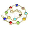 Pulsera Elegante 03.63.2064.08 Oro Laminado, con Multicolor Cristal, Pulido, Tono Dorado (07 MM Thickness, 8 Inches Length)
