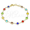 Pulsera Elegante 03.63.2064.08 Oro Laminado, con Multicolor Cristal, Pulido, Tono Dorado (07 MM Thickness, 8 Inches Length)