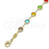 Tobillera Elegante 03.63.2064.10 Oro Laminado, con Multicolor Cristal, Pulido, Tono Dorado (07 MM Thickness, 10 Inches Length)